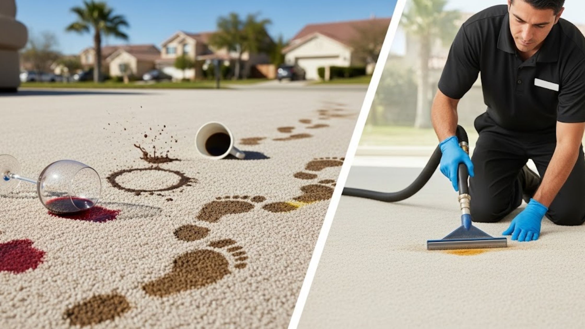 What types of stains can a professional carpet cleaner remove in Clovis